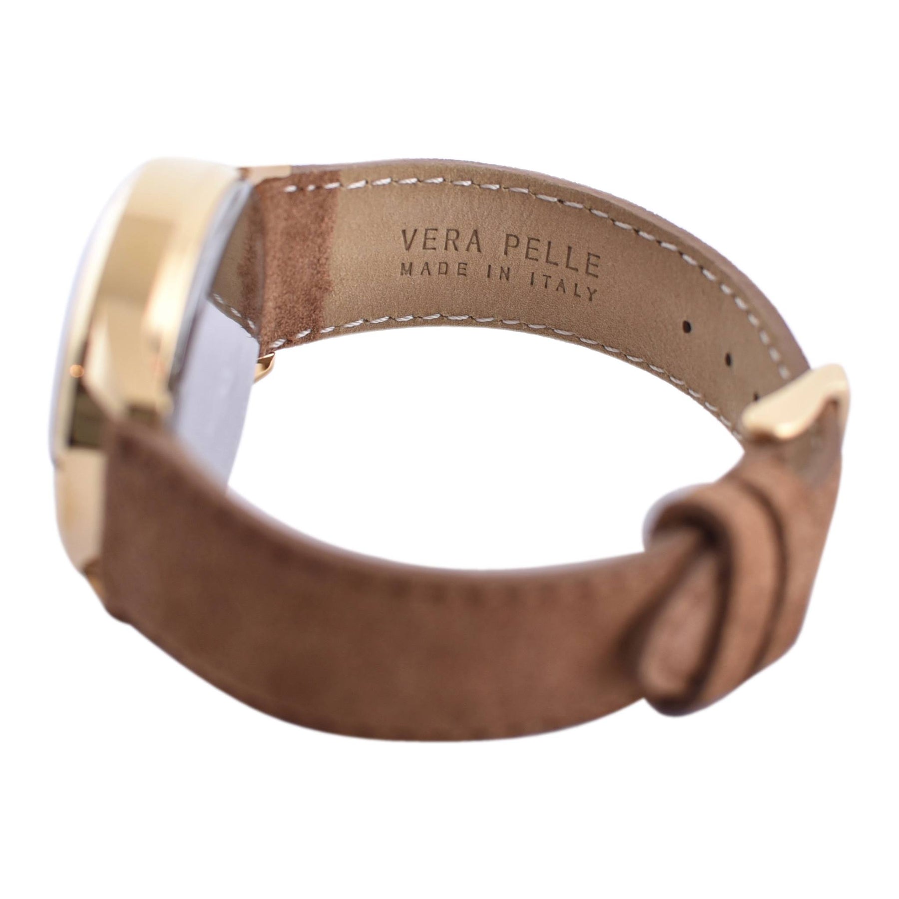 SC klokke i semsket skinn - Light Brown/Gold