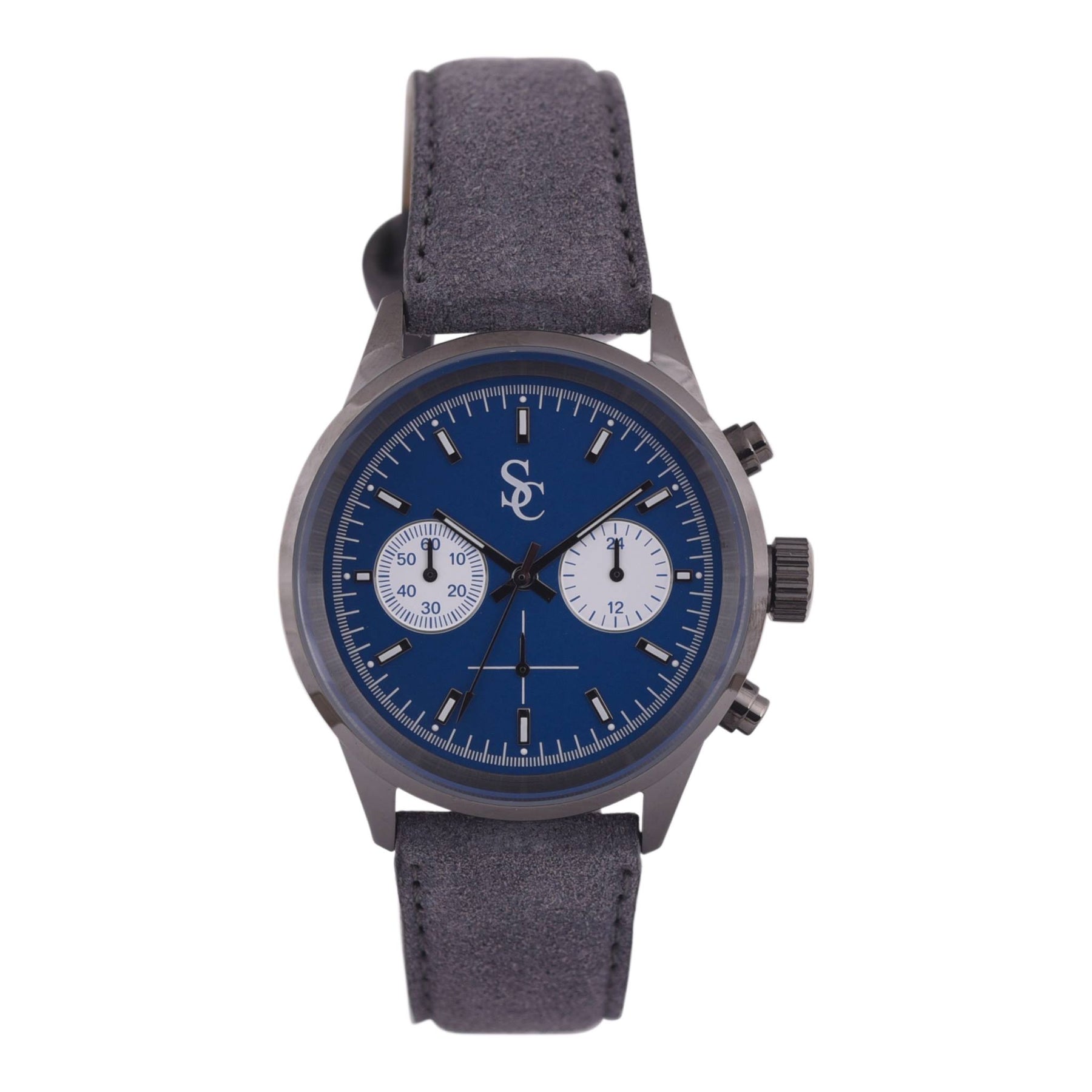 SC klokke i semsket skinn - Brown/Blue