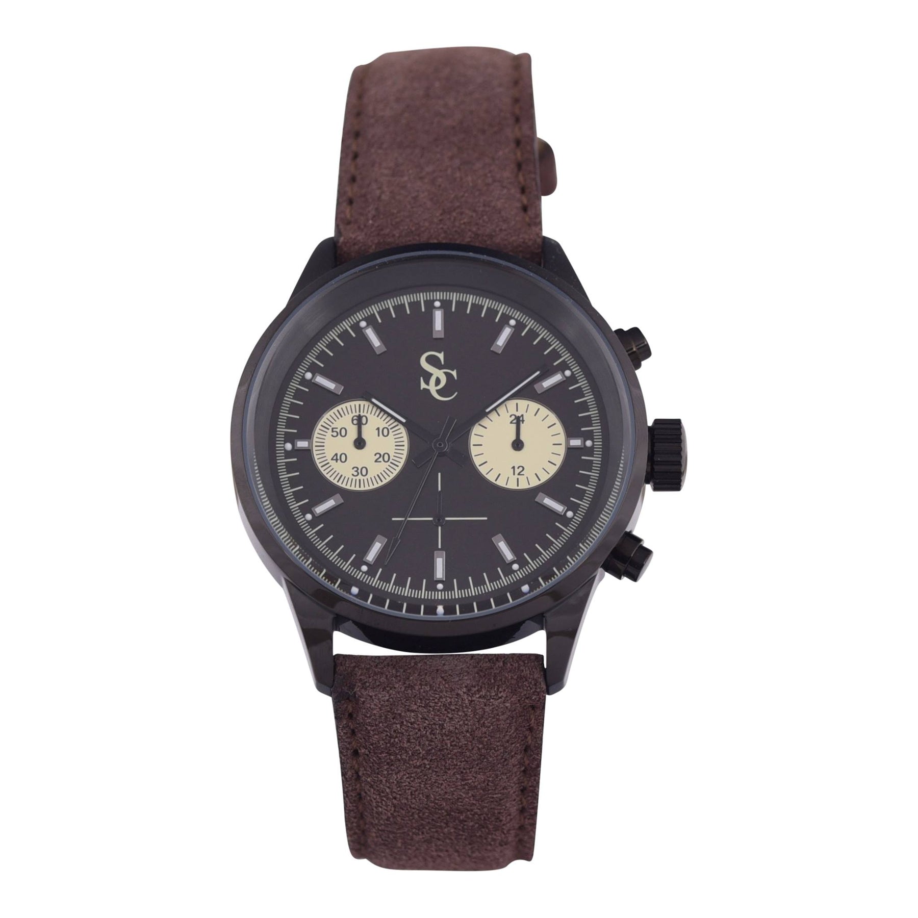 SC klokke i semsket skinn - Black/Brown