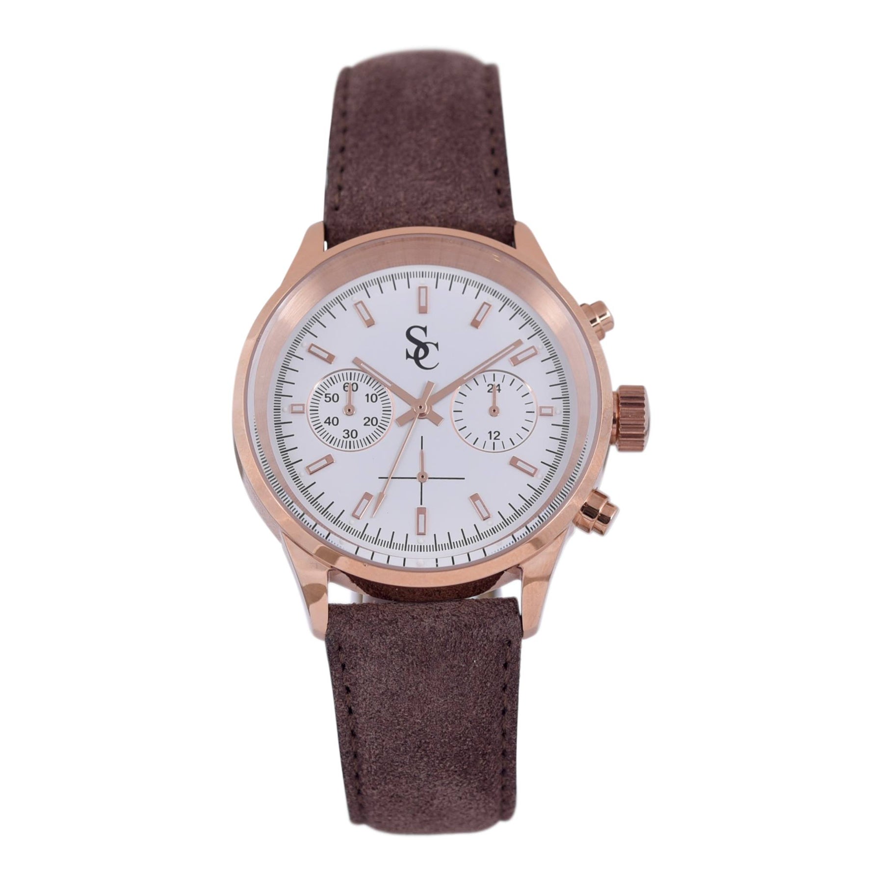 SC klokke i semsket skinn - Dark Brown/Gold