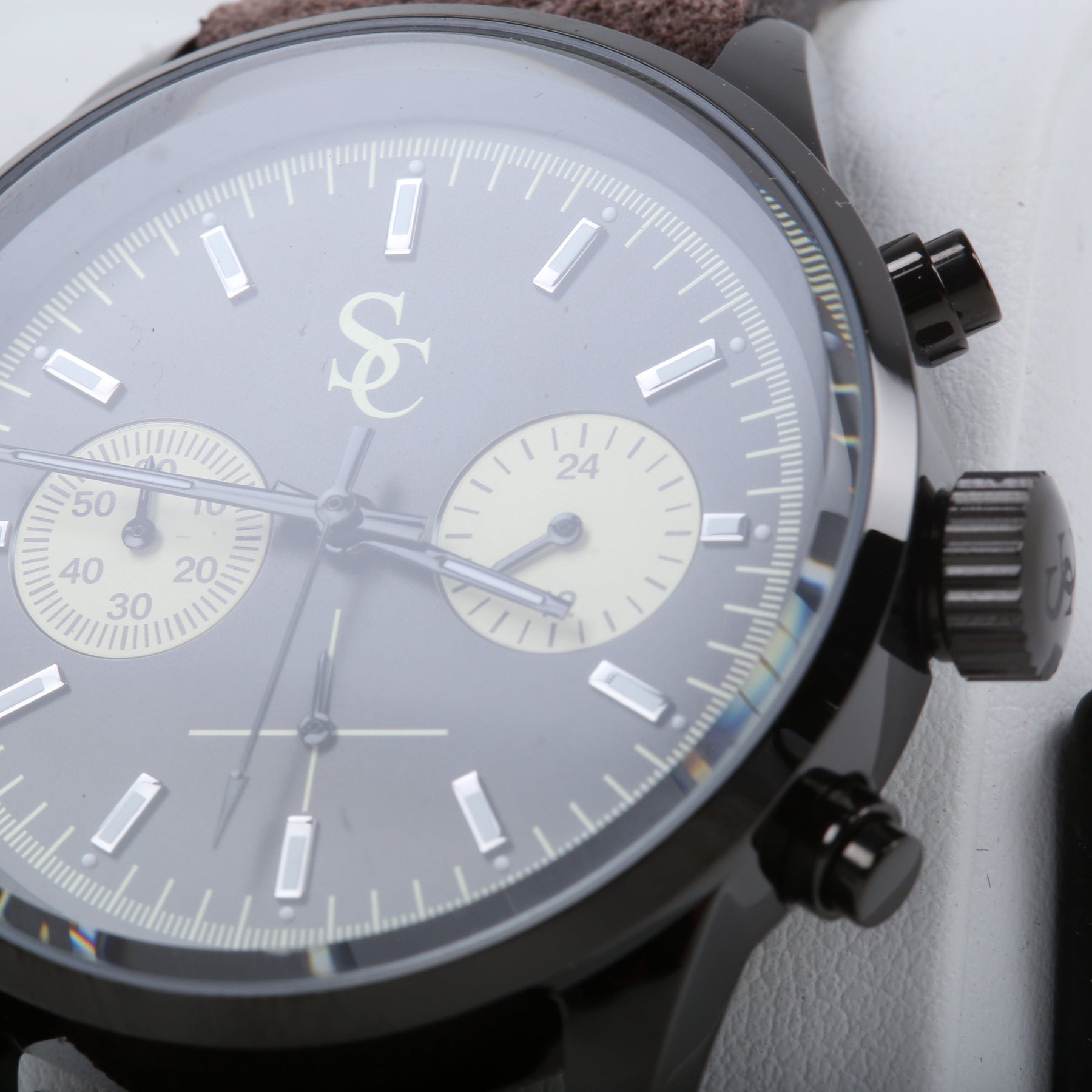 SC klokke i semsket skinn - Black/Brown