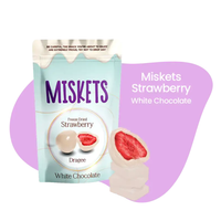 MISKETS WHITE CHOCOLATE COVERED FREEZE-DRIED STRAWBERRY 80g
