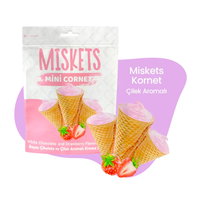 MISKETS WHITE CHOCOLATE STRAWBERRY FLAVORED MINI CONES 50g